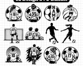 Soccer SVG Bundle, Soccer Player SVG, Custom Name SVG, Soccer Girl & Boy Shirt Designs, Sports Svg, Digital Download