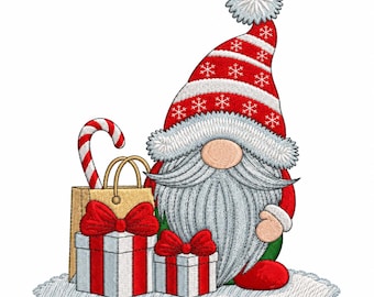 Christmas Gnome Embroidery Design, Gnome Embroidery, Christmas Embroidery Design, Holiday Gnome, 5 Sizes