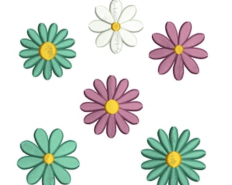 Pastel Daisy Embroidery Design Bundle | Floral Machine Embroidery Files (Digital Download)