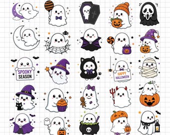 Halloween SVG Bundle, 25 Cute Halloween SVG Designs, Ghost Cat Pumpkin SVG, Spooky svg Bundle, Halloween Shirt Design, Cricut Cut Files
