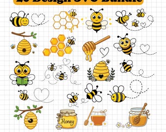 Bee SVG Bundle | Honey Bee Clipart Bundle | Bumble Bee png  | Beehive Honeycomb Vector Files | Cricut Silhouette Cut Files