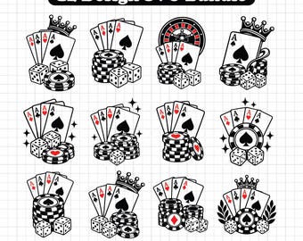 Playing Cards Svg, Aces svg, Poker Cards svg, Royal Flush Clip Art, Cards Clip Art, Poker Cards Vector Cut Files Cricut Silhouette