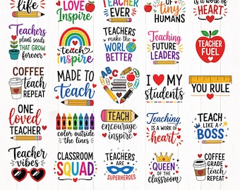 Teacher SVG Bundle, Teaching Quotes, Back To School Designs (svg, png, eps, ai, pdf)