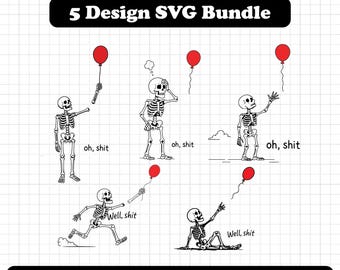 Skeleton Lost Balloon SVG, Halloween Skeleton SVG Bundle, Funny Skeleton Balloon SVG,  Halloween Cut File, Instant Digital Download