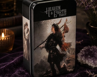 Himmel & Erde Tarot Deck in Sammlerdose, Fantasy Wahrsagekarten, spirituelles Tarot Set, mystisches Reader Geschenk für Tarot Liebhaber