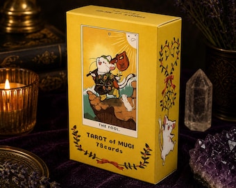 Niedliche Tier-Tarot-Karten, Kawaii Wahrsagen Deck, Katzenliebhaber Geschenk, Anfänger Tarot Set, Geschenk für Tarot-Liebhaber