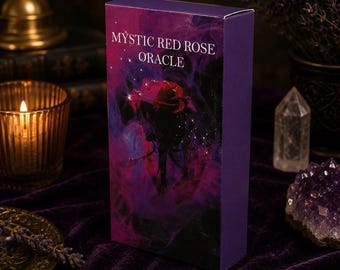 Mystisches Rotes Rosen Orakel Deck, spirituelle Führung Karten, Wahrsage Orakel Set, Witchy Geschenk, Mystische Rose Lesekarten, Geschenk für Tarot Liebhaber