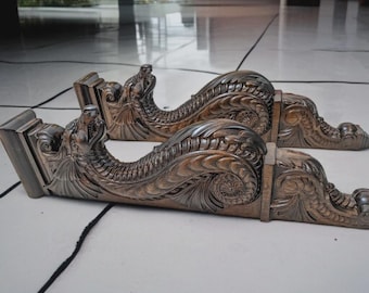 Candelabro de dragón, soporte grande para estante de pared, tallado en madera de aliso. Envío gratuito a EE. UU.