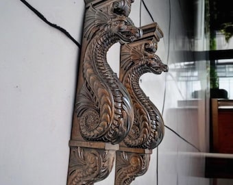 Unique Corbel with Dragon design, Large Wall Shelf Bracket, Free tariffs to USA