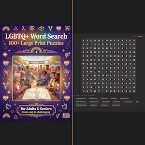 LGBTQ+ Word Search | 105 Interactive Puzzles | Pride Gift | Digital Download