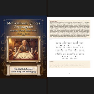 Motivational Quotes Cryptogram | 40 Printable Puzzles PDF | Print at Home | Digital Download
