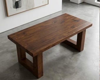 天然ウォールナット製コーヒーテーブル - 手作りの無垢材センターテーブル - モダンなリビングルーム家具 - カスタムウォールナットテーブル
