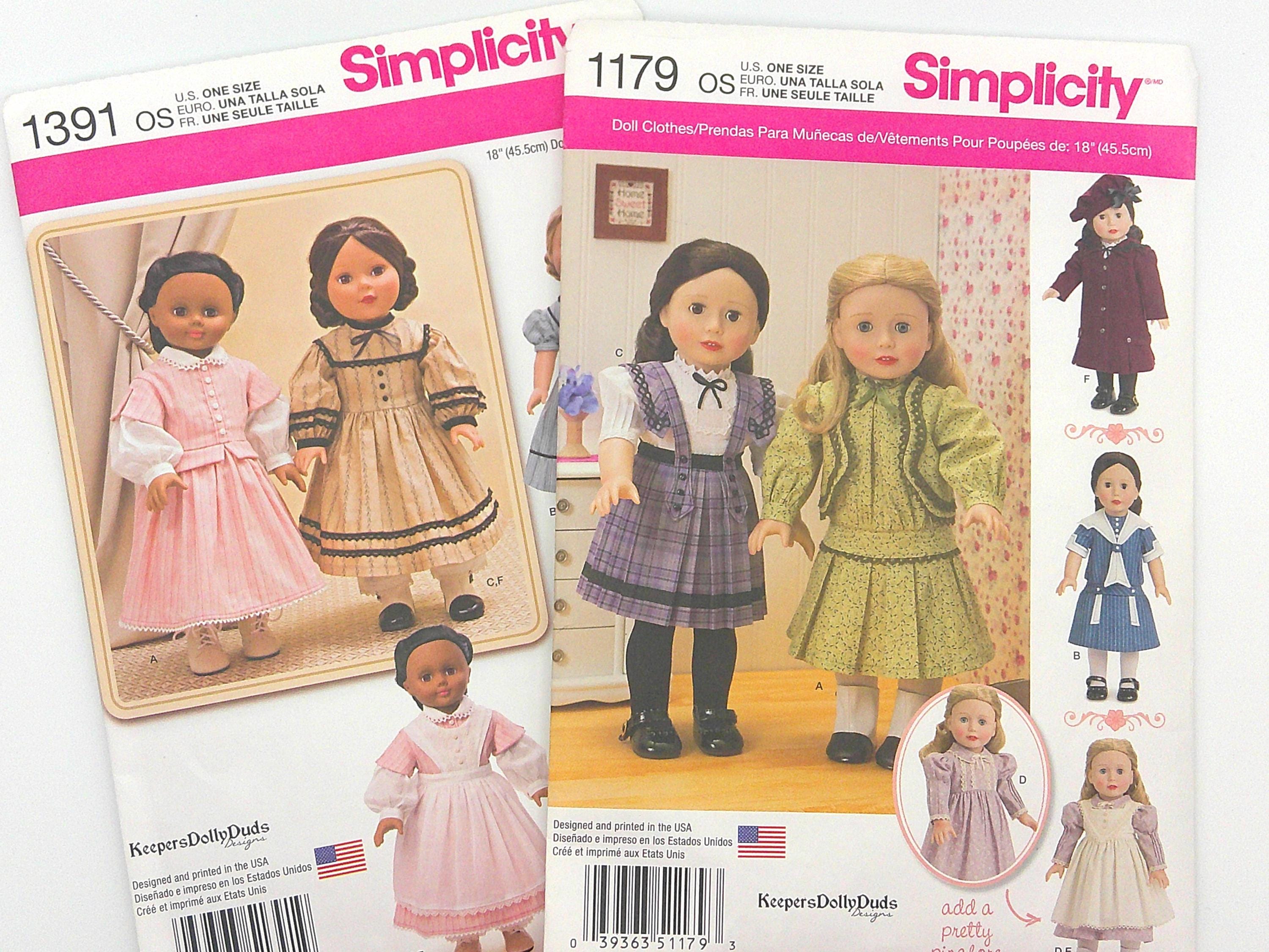 Simplicity 1179 1391 Vintage Inspired Doll Clothes for 18 Inch Doll - Etsy