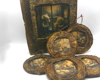 Mouse Home Ornaments Wood Keepsake Box