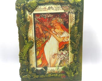 Rustic Sealed Harp Maiden Woman Book Box