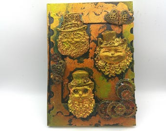 Golden Steampunk Cats Journal Blank Notebook