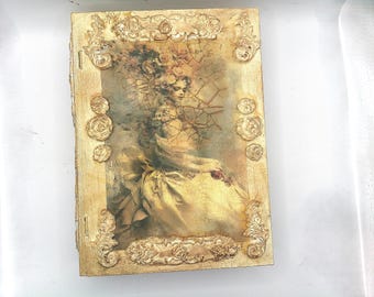 Rustic Sealed Book Box White Rose Woman and Cowgirl