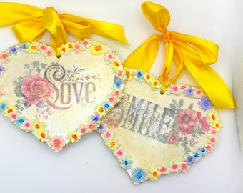 Love Smile Wood Heart Wall Ornament