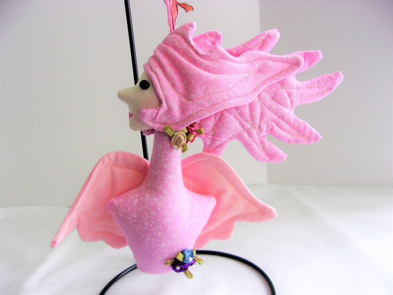 Quilted Cloth Holiday Ornament Pink Christmas Angel Ornament