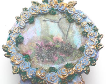 Purple Trinket Dish Rustic Jug Flower Design