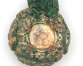 Teddy Bear Round Ornament with Stars