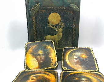 Goddess Moon Coasters Deer Box