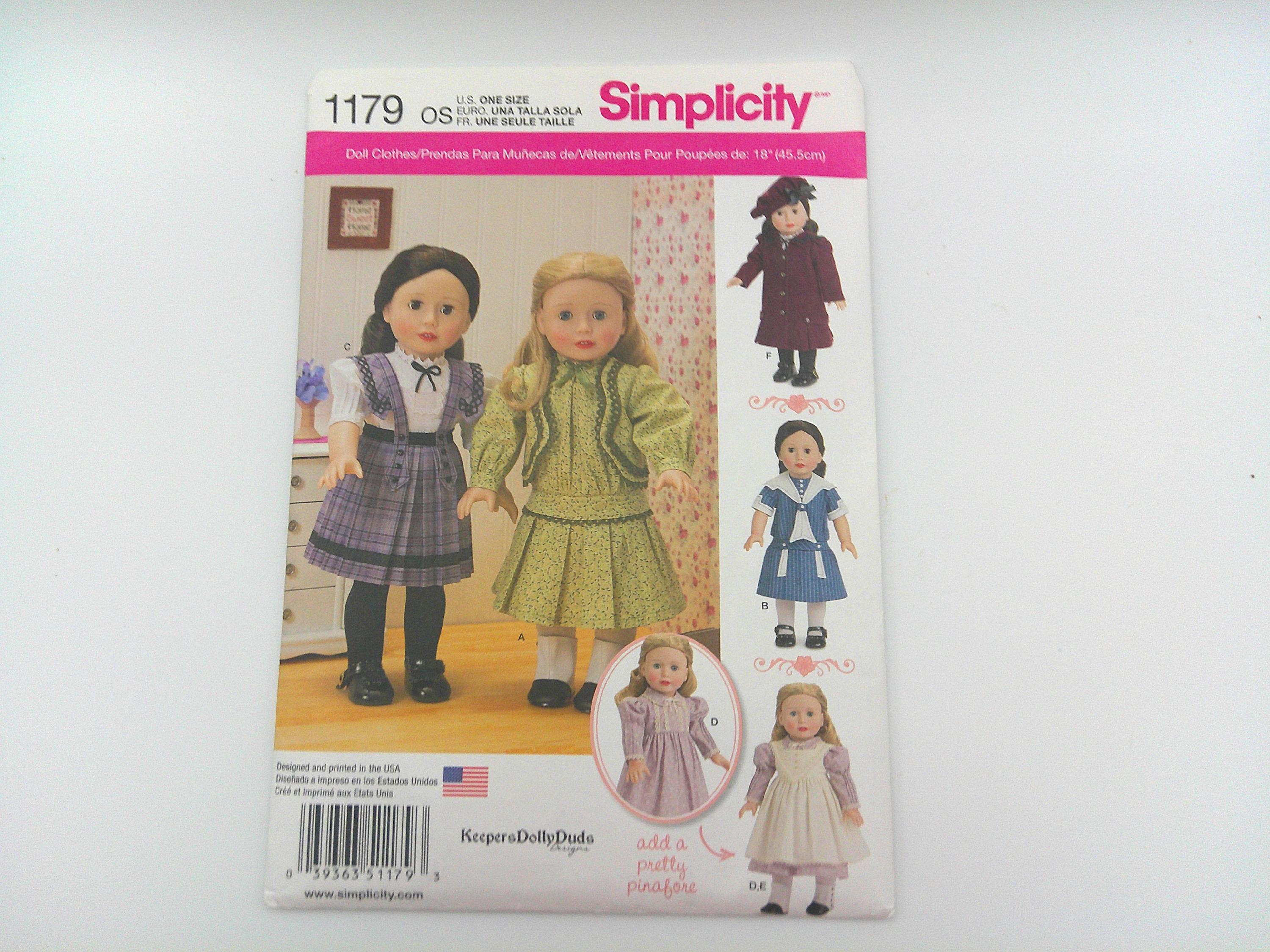 Simplicity 1179 1391 Vintage Inspired Doll Clothes for 18 Inch Doll - Etsy
