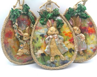 Bunny Rabbit Spring Ornaments Set of 3