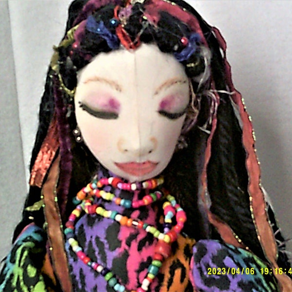 Leopard Print Colorful Yoga Cloth Art Doll Meditation Fabric Soft Sculpture Figurine Home Decor