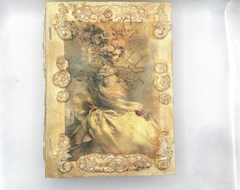 Rustic Sealed Book Box White Rose Woman and Cowgirl