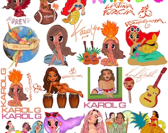 Karol G PNG Design Bundle, Tropicoqueta New Album Png Bundel, Karol G Merch, Karol G Shirt Png Karol G Viajando El Mundo Concert Png Clipart