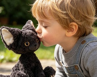 Devon Rex Cat Plush Toy | Cute Curly Hair Cat Stuffed Animal Gift