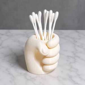 Porta cotton fioc manuale, file STL per stampa 3D, organizer moderno per cotton fioc, decorazione unica per il bagno, dispenser di cotton fioc stampato in 3D, download digitale