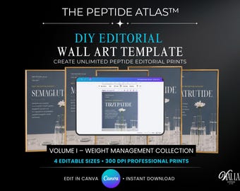 DIY Peptide Wall Art Patient Education Print Editorial Weight Loss Poster Clinical Premium Clinic Decors Wellness Clinics Peptide Therapy