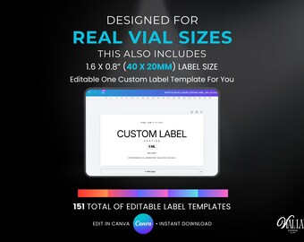 Custom Peptide Vials Label Templates Canva Editable Inkjet Laser Print 50 Label 4 Size Easy Peptide Medical Branding Clinical Sticker Design