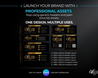 Launch Your Peptide Brand Canva Template Editable Peptide Branding Header Kit Price List Asset 7 Sizes Included Bonus 2 A4 Price List Sheets