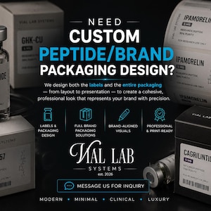 Custom Peptide Label and Packaging Design Service Private Label Branding for Supplement Research Clinic Product Design Custom Brand Identity