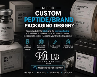 Custom Peptide Label and Packaging Design Service Private Label Branding for Supplement Research Clinic Product Design Custom Brand Identity