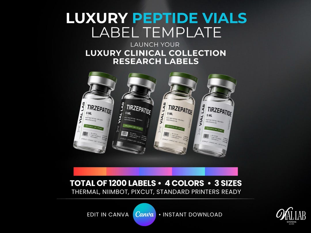 Luxury Peptide Vials Label Template Bundle Canva Editable Luxury ...