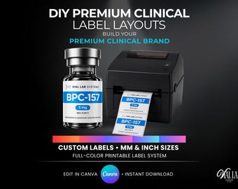 DIY Premium Pharma Peptide Label Template Custom Label Peptide Vials Canva Editable Custom Vial Stickers Printable 6 Label Sizes Tirzepatide