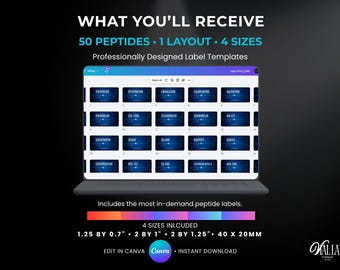 Inkjet Laser Print DIY Peptide Vials Label Templates Canva Editable Printable 3ml 5ml 10ml Bottle Stickers Easy Branding Kits Label Stickers