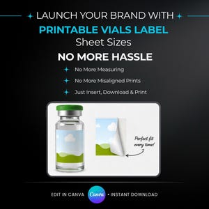 Test Prints A4 Insert-Ready Peptide Vials Label Placement Sheet Editable Canva Template Printable Vial Sticker Alignment Vial Sticker Layout