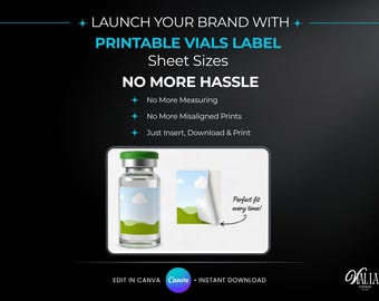 Test Prints A4 Insert-Ready Peptide Vials Label Placement Sheet Editable Canva Template Printable Vial Sticker Alignment Vial Sticker Layout