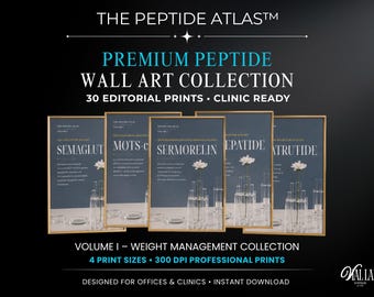 Peptide Wall Art Patient Education Printable Editorial Weight Loss Poster Clinical Premium Clinic Decors Wellness Clinics Peptide Therapy V1