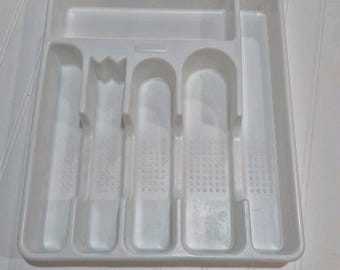 Rubbermaid Cutlery Silverware Holder Tray White Plastic 6 Slot 2925 Vintage