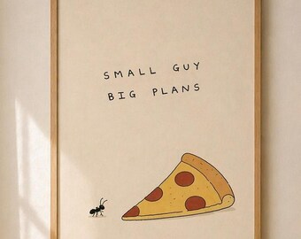 Small Guy Big Plans Print | Funny Nursery Wall Art | Minimal Animal Print | Kids Room Decor | Neutral Baby Art