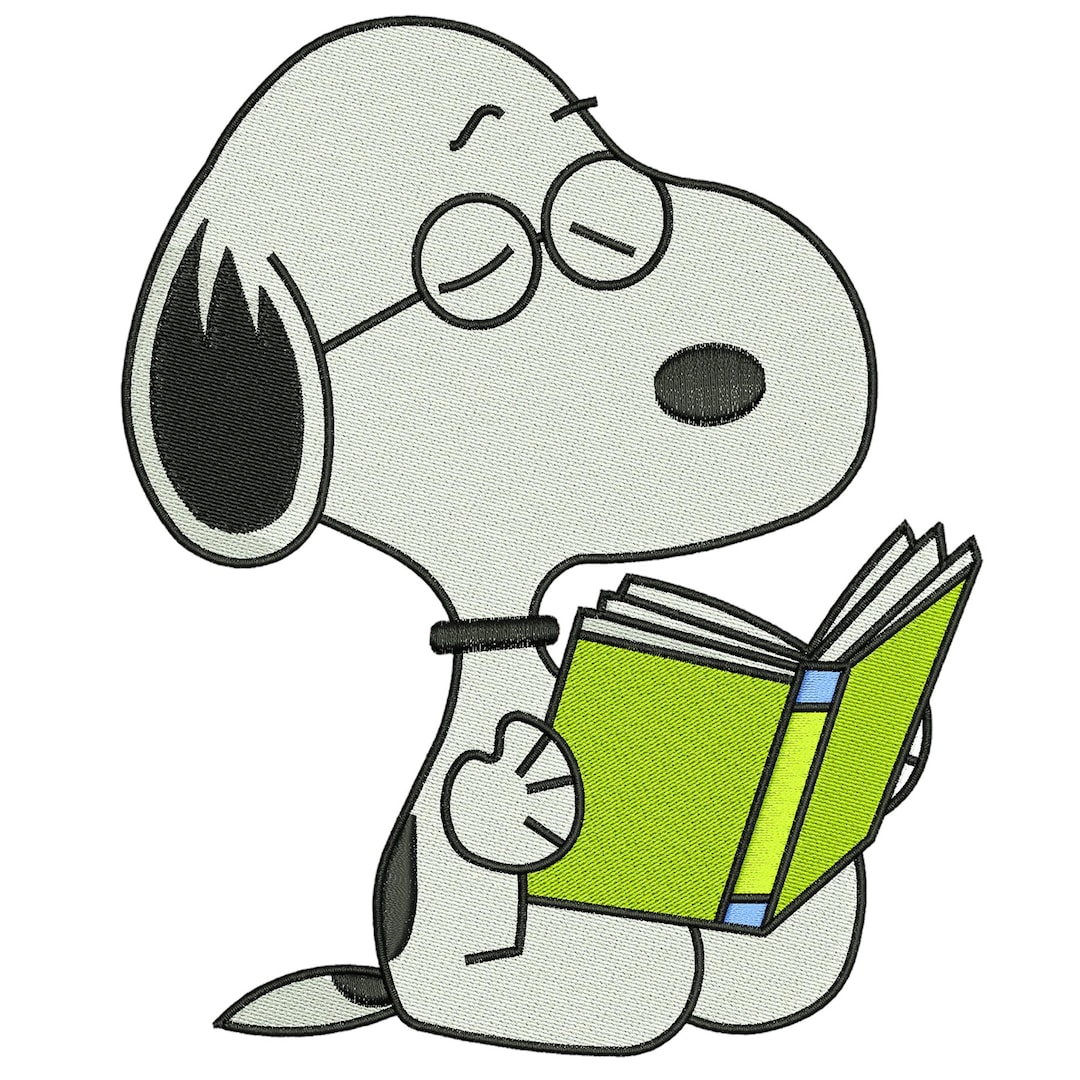 Snoopy Reading Book Machine Embroidery Design, Cute Cartoon Dog ...