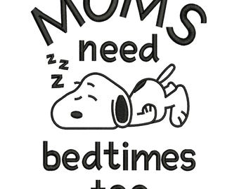 Diseño de bordado a máquina divertido de Snoopy durmiendo, lindo perro de dibujos animados, descarga digital DST, EXP, HUS