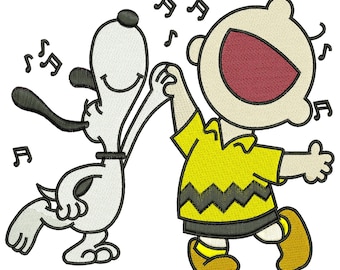 Snoopy Dancing Machine Embroidery Design, Cute Cartoon Dog, Instant Download DST EXP PES