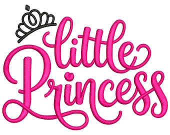 Diseño de bordado a máquina de princesita con corona, lindo archivo de regalo de cumpleaños, descarga digital DST PES EXP